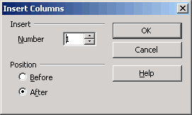 Insert Column box