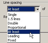 Line Spacing Menu
